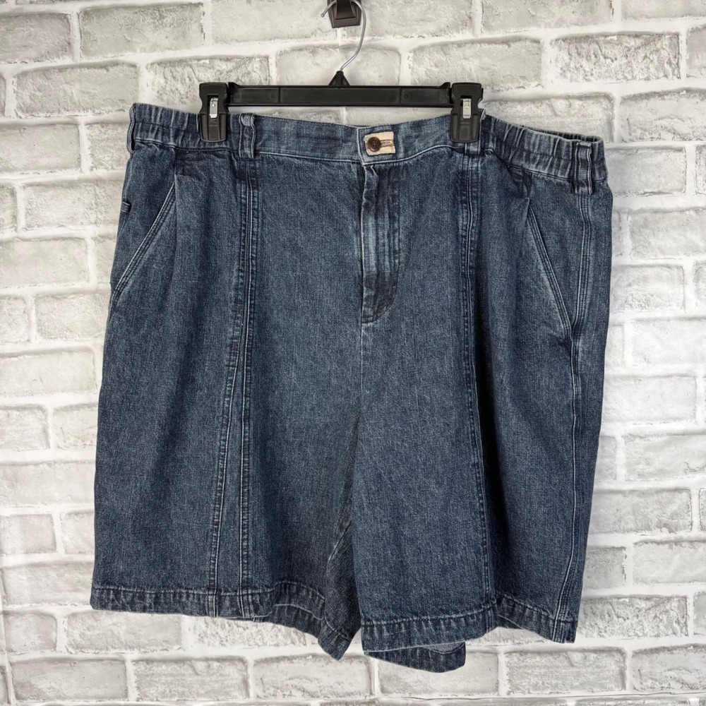 The Territory Ahead Mens XXL Denim Shorts Dark Wash Elastic Waist Cotton Blue